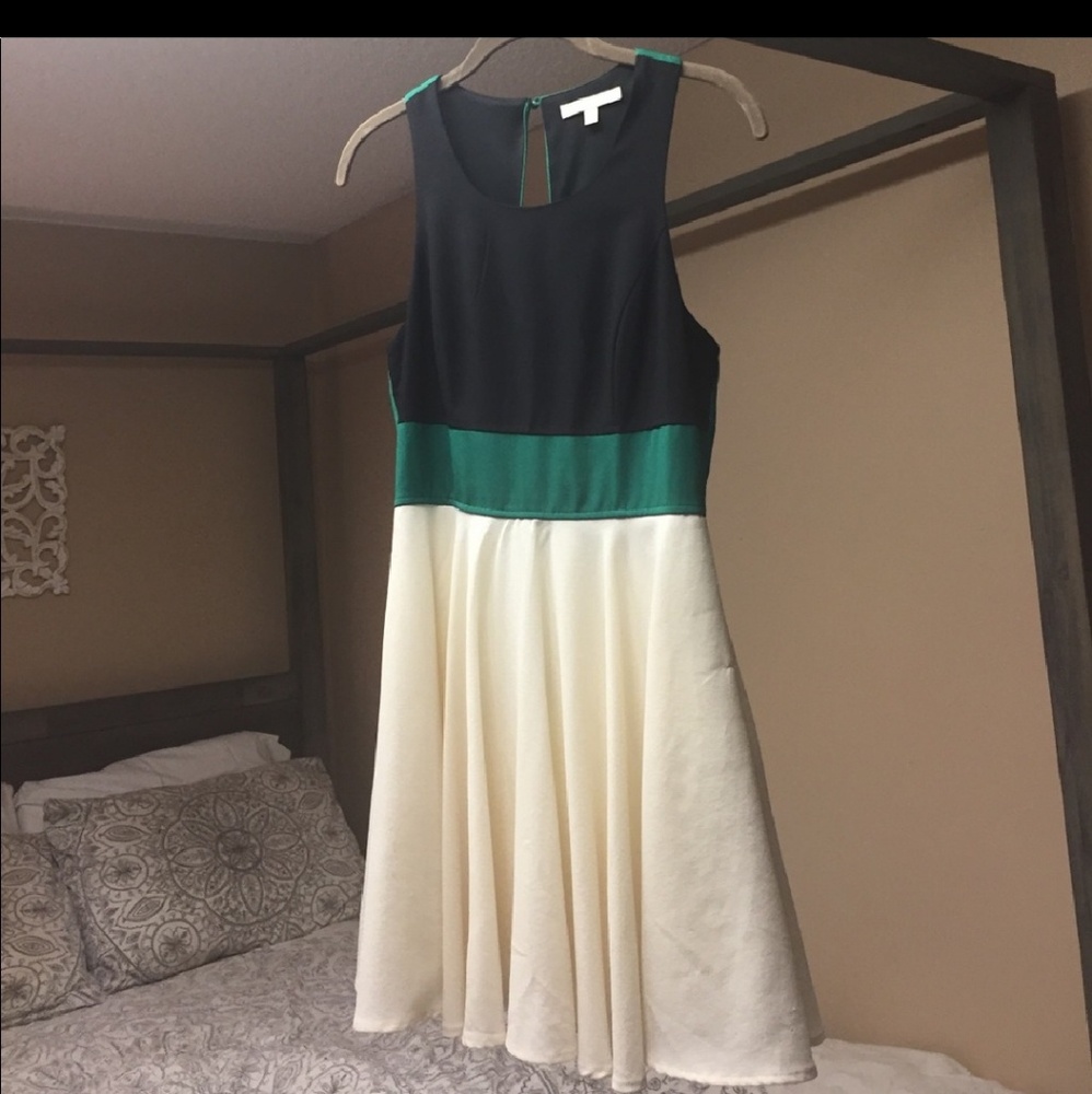 Lulu's Black, Green, and Cream Dress
